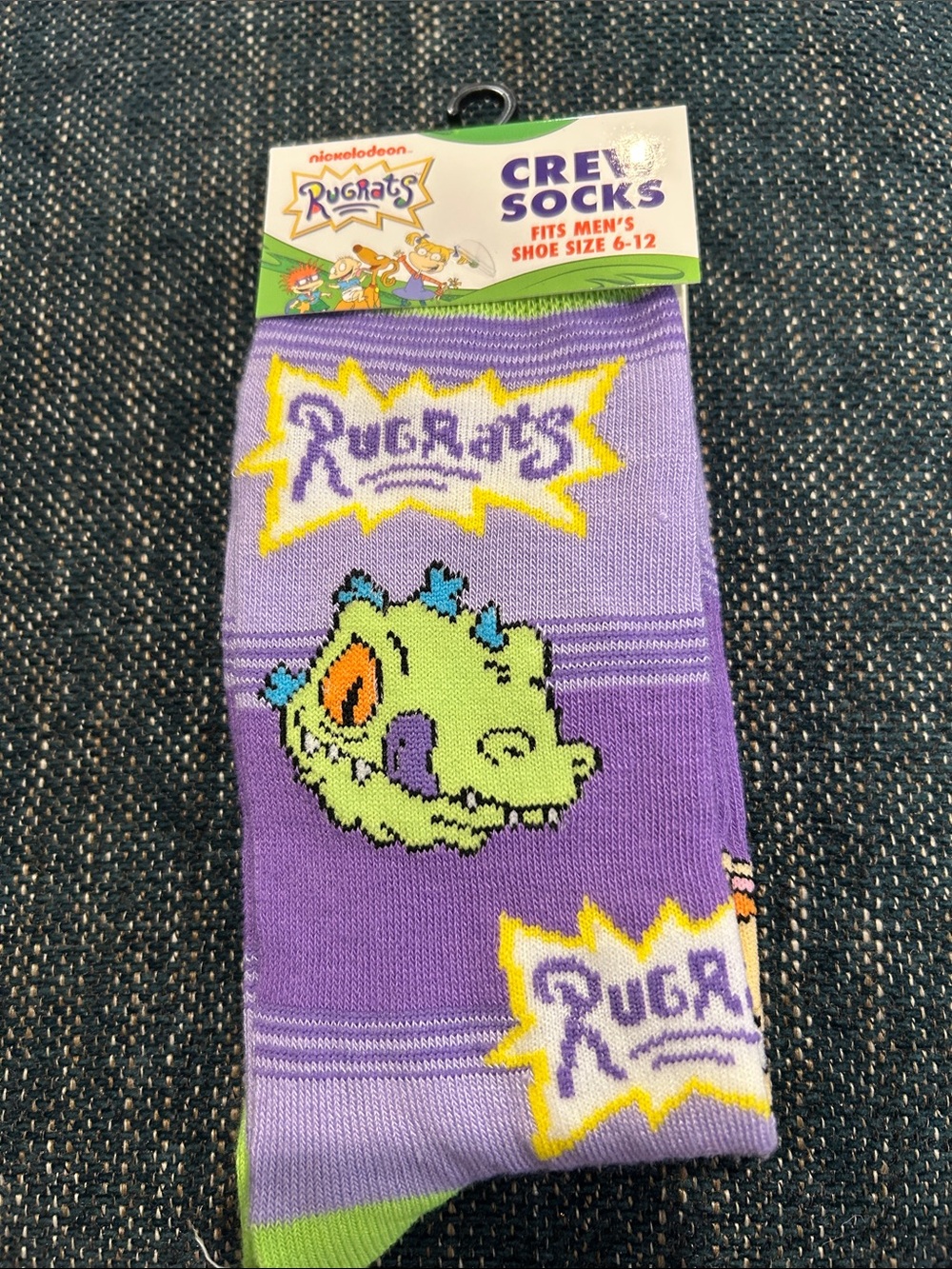 Nickelodeon Rugrats Crew Socks in Purple and Lime Green